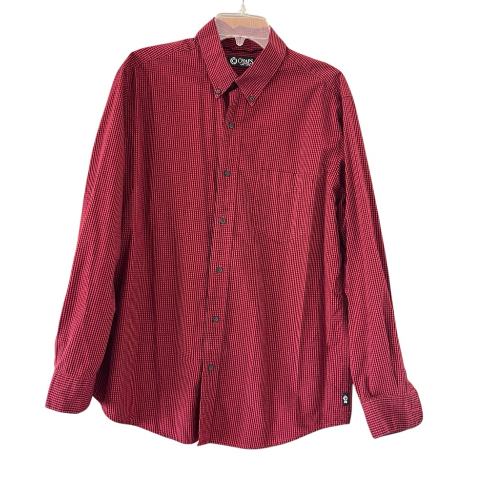 Chaps Est. 1978 Men’s Large Red And Black Checks Button Down Shirt